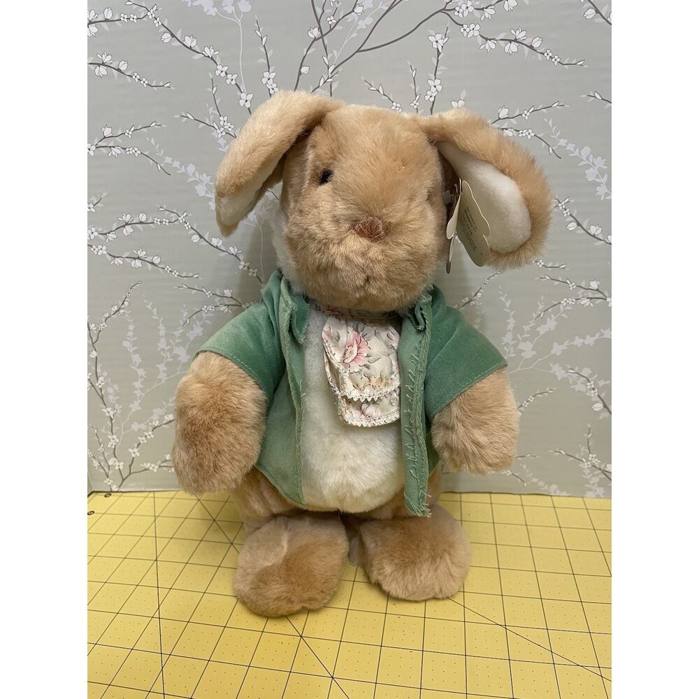 Collector's Classic "Hopper Rabbit" Plush Bunny In Green Coat (Gund, 1991)(Tags)